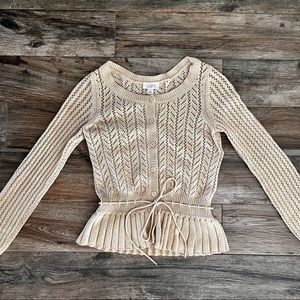 Loft button down sweater with tie, size S